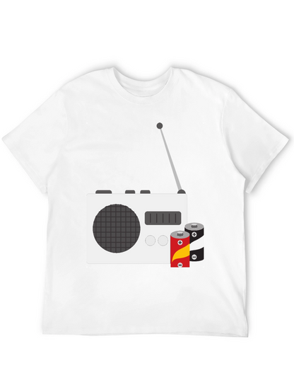 Retro Radio T-Shirt with Batteries - Classic Graphic Tee