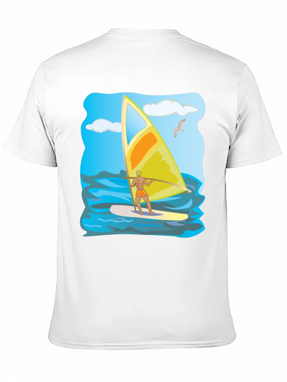Windsurfing Graphic T-Shirt: Black Cotton Tee