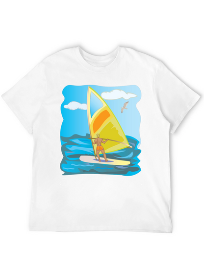 Windsurfing Graphic T-Shirt: Black Cotton Tee