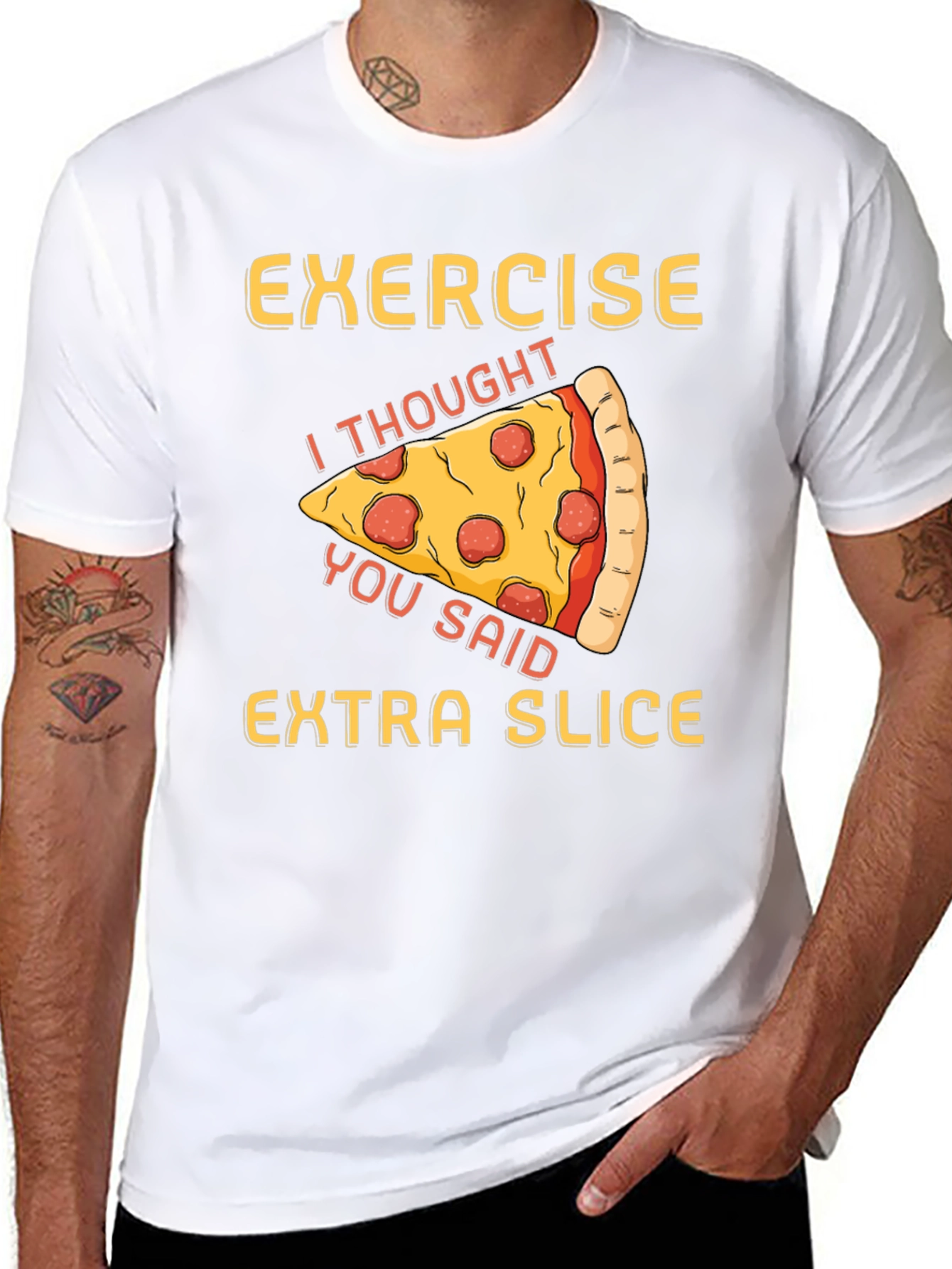 Funny Pizza Exercise T-Shirt - Extra Slice Design