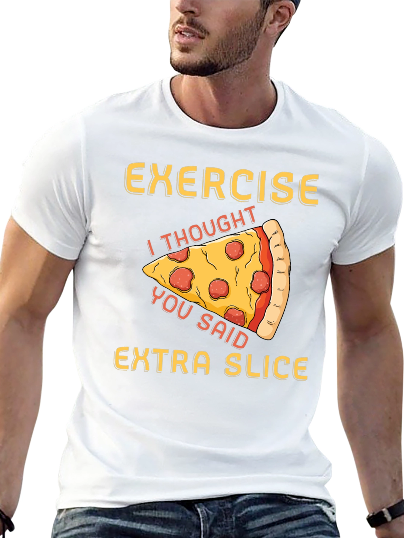 Funny Pizza Exercise T-Shirt - Extra Slice Design