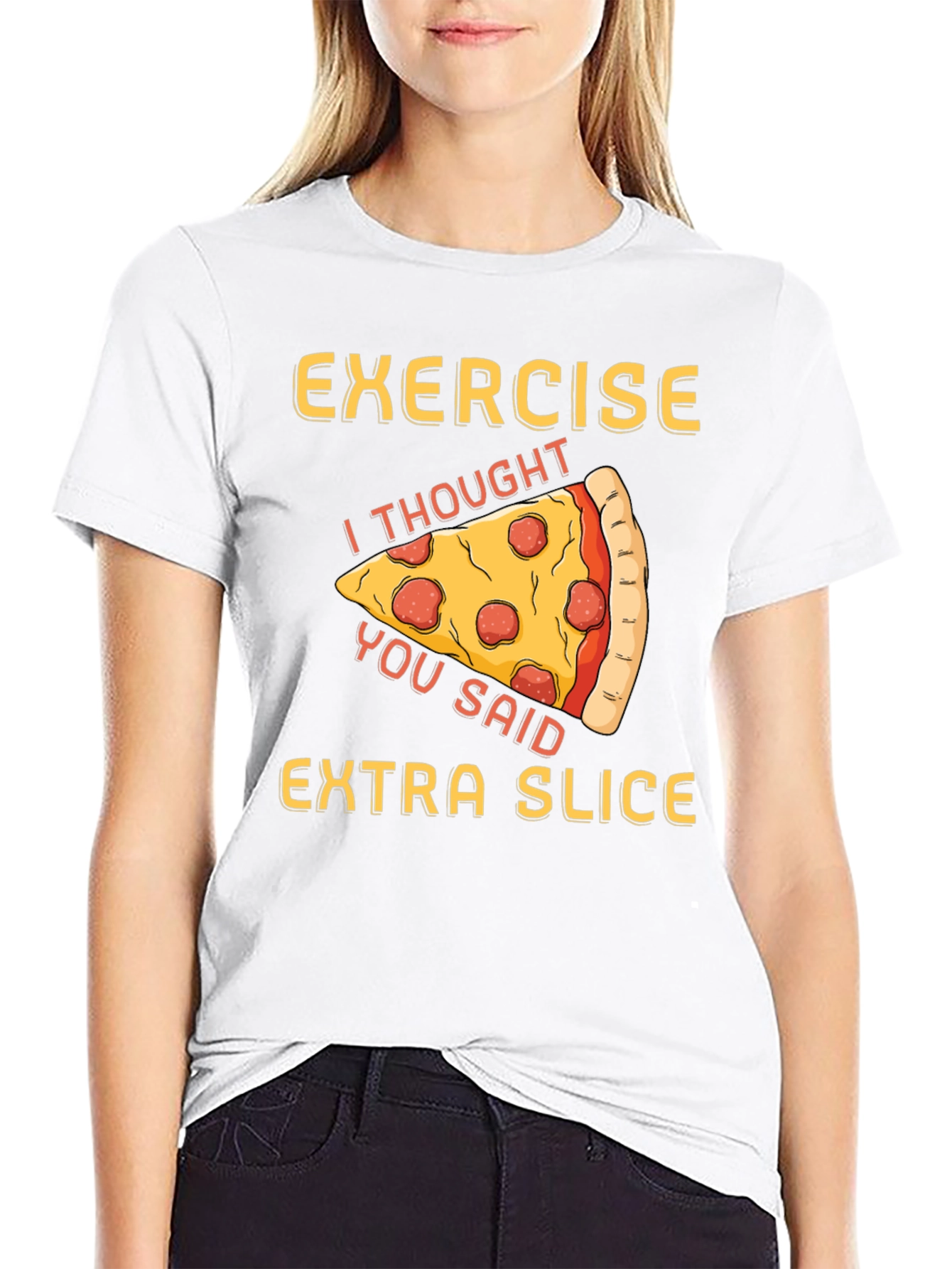 Funny Pizza Exercise T-Shirt - Extra Slice Design