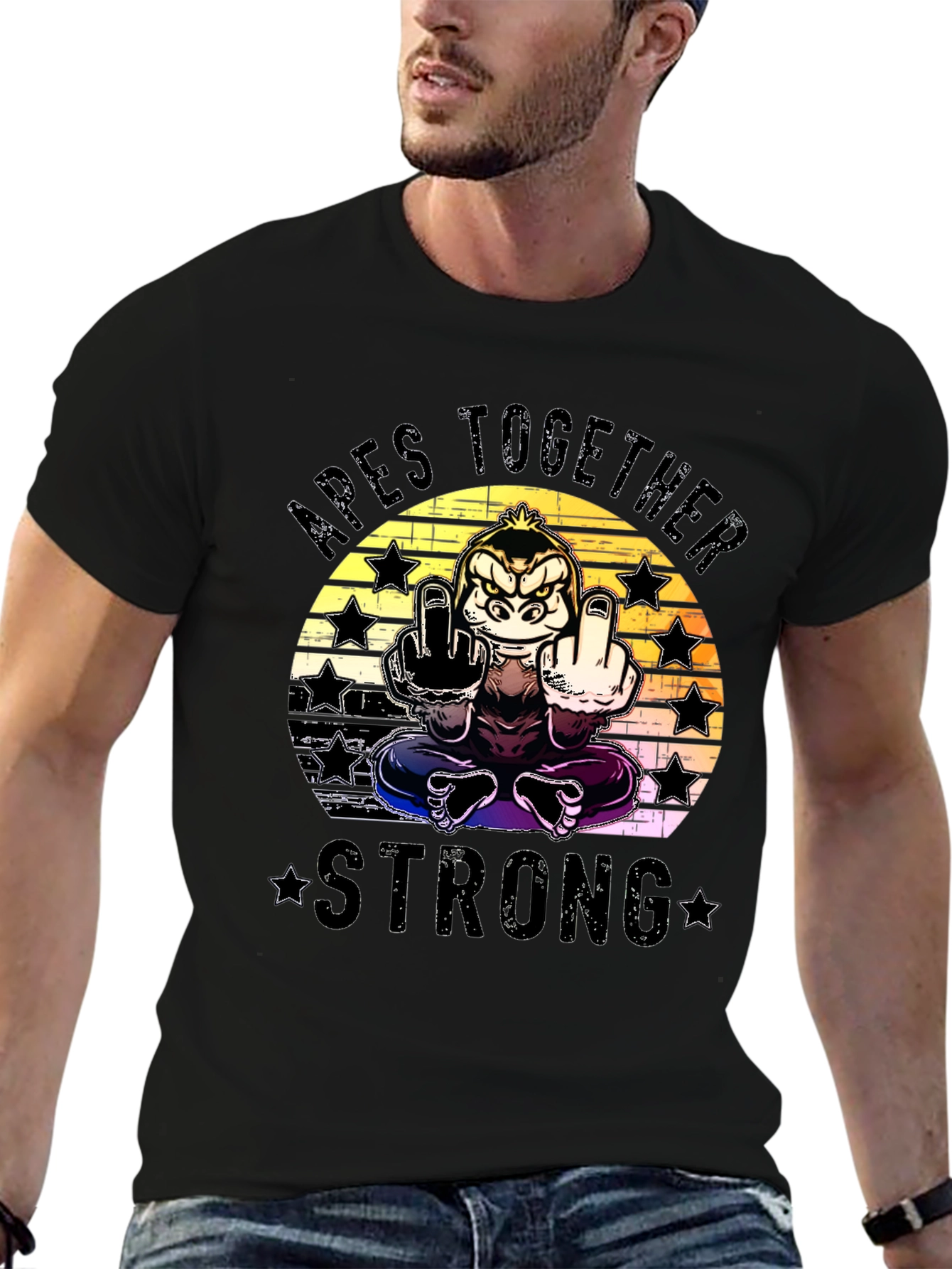 Apes Together Strong Graphic T-Shirt - Black
