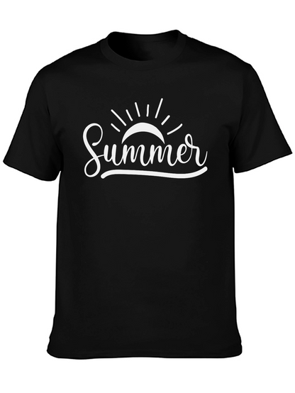 Summer Graphic Tee - Black Cotton T-Shirt