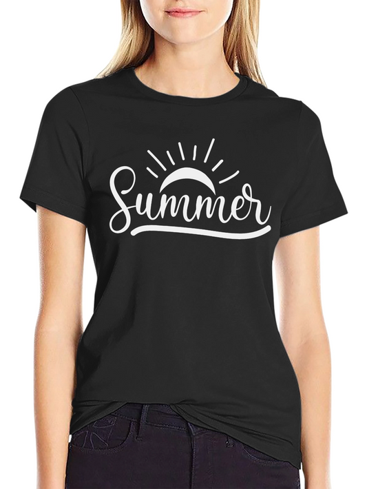 Summer Graphic Tee - Black Cotton T-Shirt