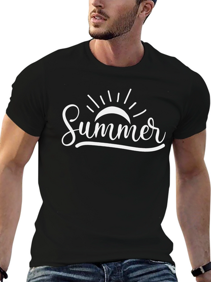 Summer Graphic Tee - Black Cotton T-Shirt