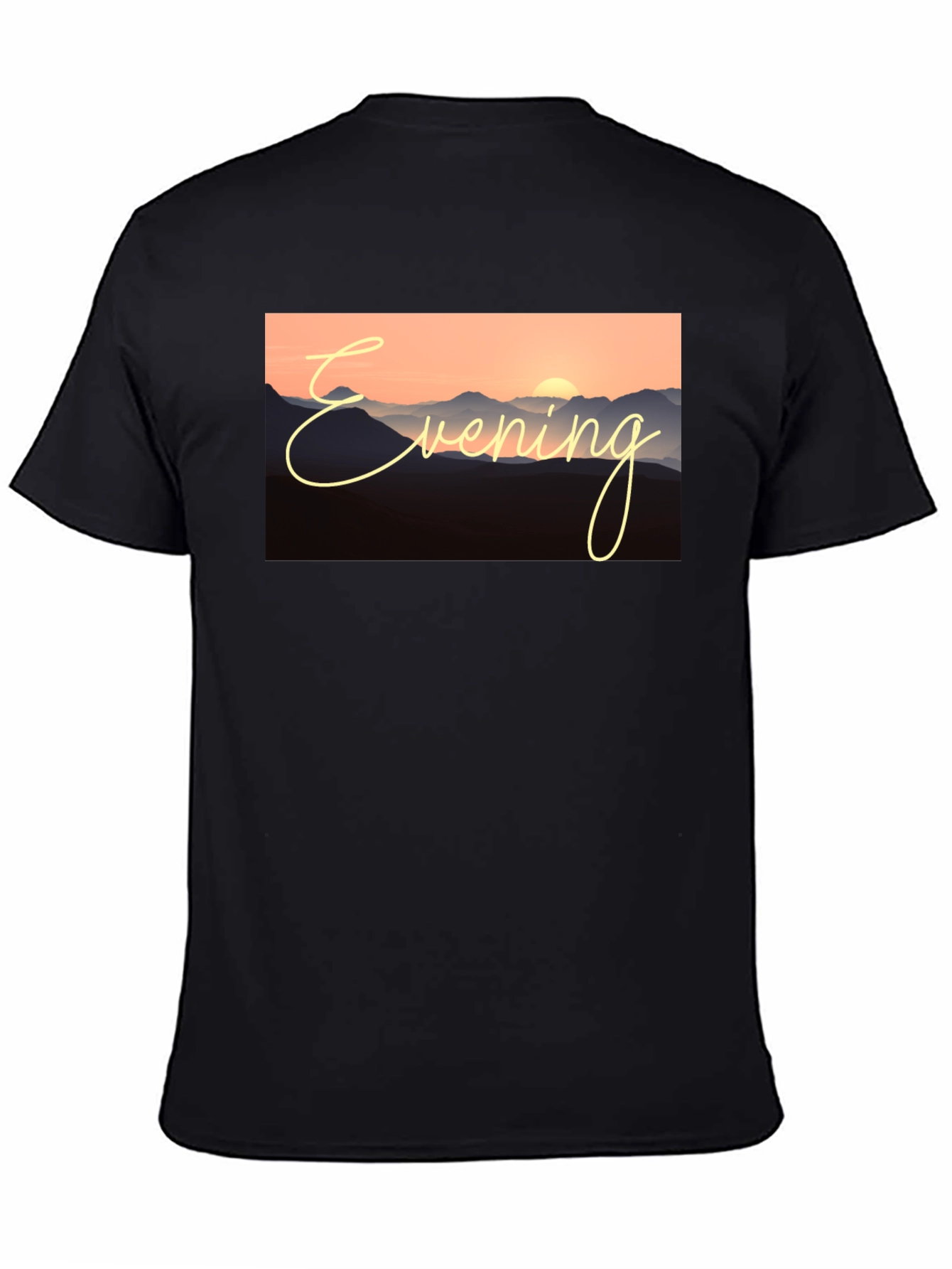 Evening Mountain Sunset Black T-Shirt