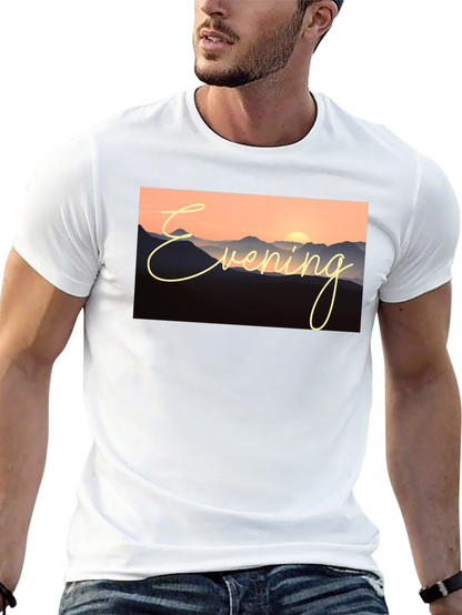 Evening Mountain Sunset Black T-Shirt