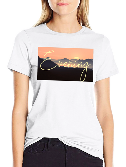 Evening Mountain Sunset Black T-Shirt