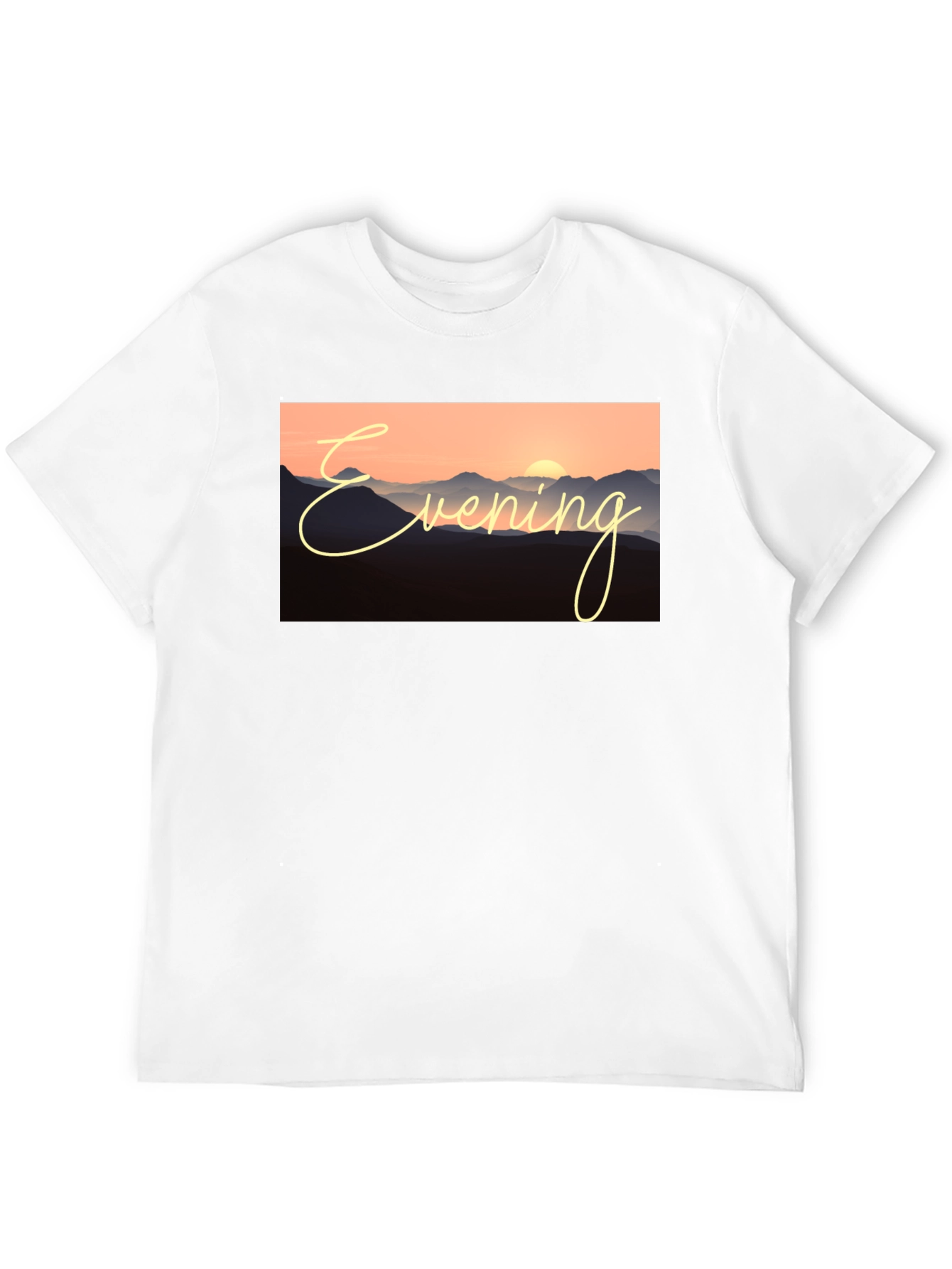Evening Mountain Sunset Black T-Shirt
