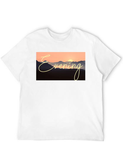 Evening Mountain Sunset Black T-Shirt