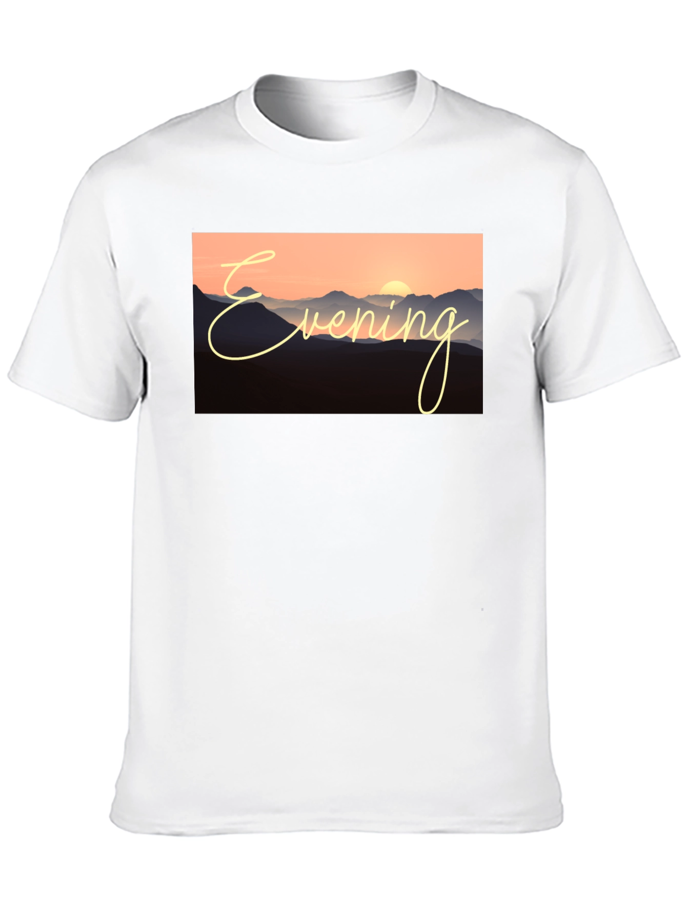 Evening Mountain Sunset Black T-Shirt