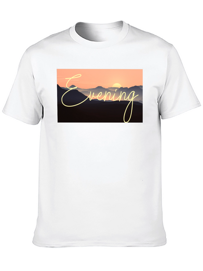 Evening Mountain Sunset Black T-Shirt