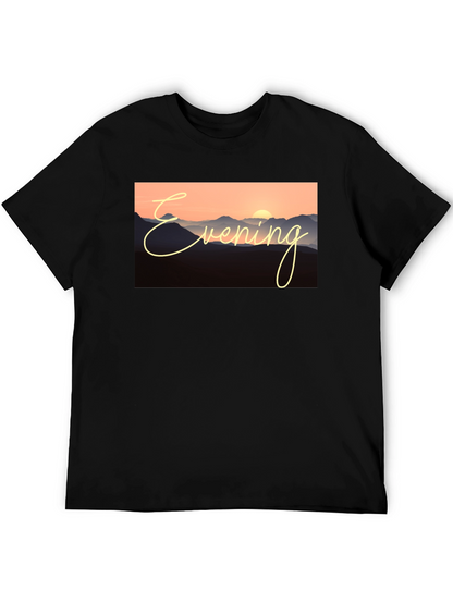Evening Mountain Sunset Black T-Shirt