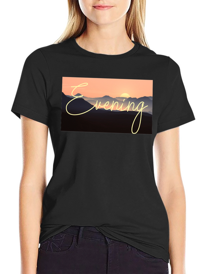 Evening Mountain Sunset Black T-Shirt
