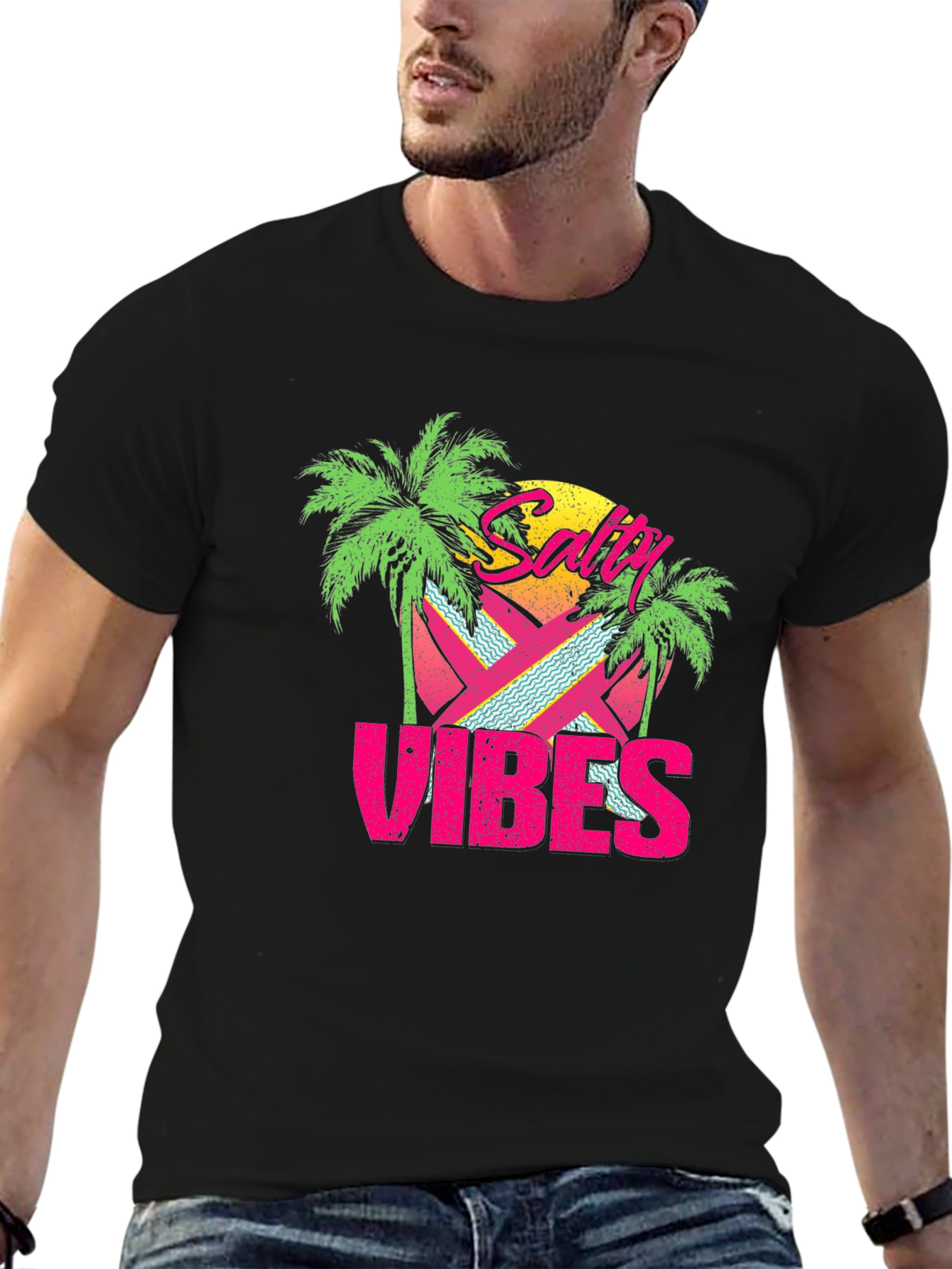 Salty Vibes Retro Graphic T-Shirt