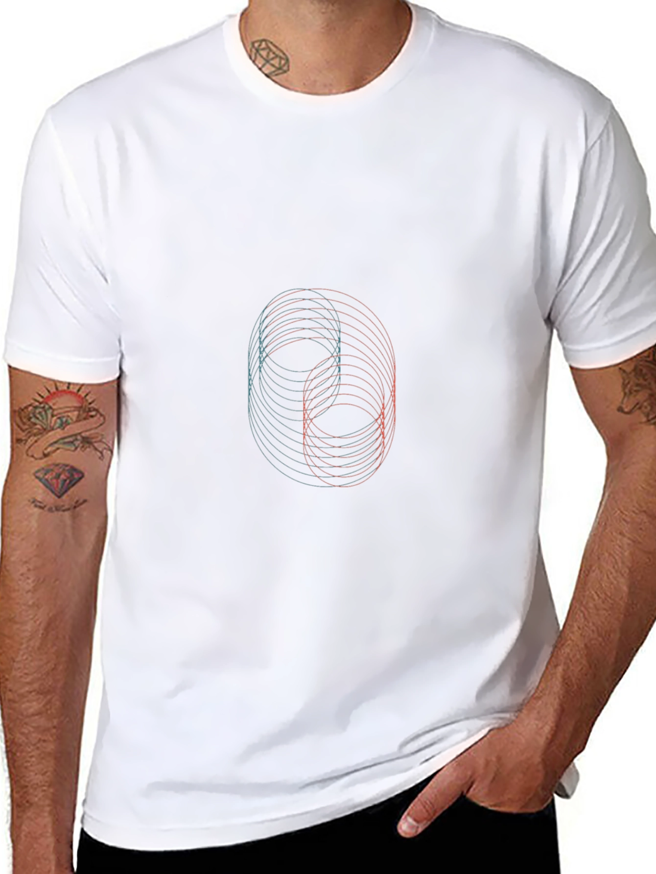 Abstract Circle Graphic Black T-Shirt