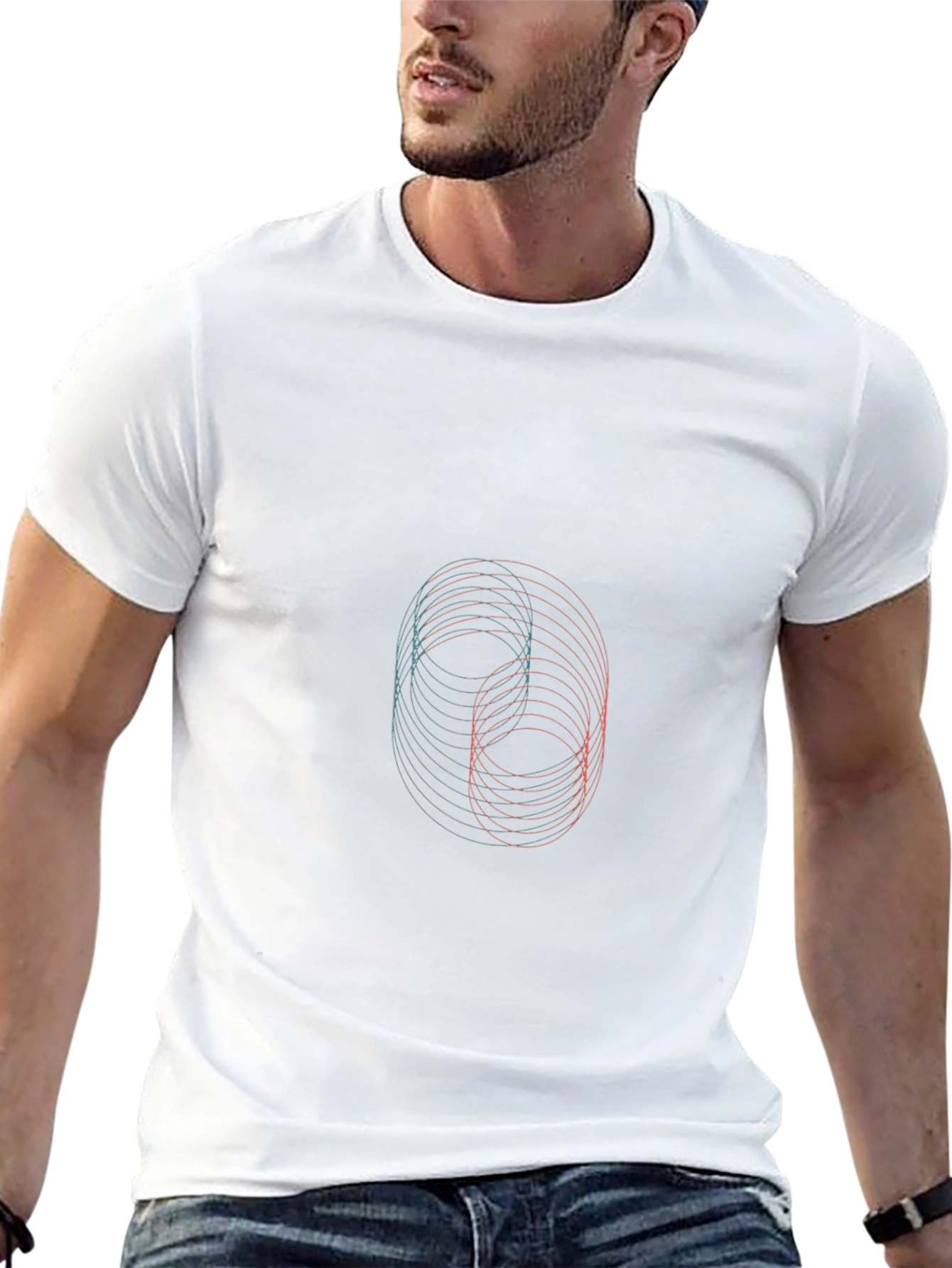 Abstract Circle Graphic Black T-Shirt