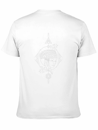 Geometric Headdress Graphic Black T-Shirt