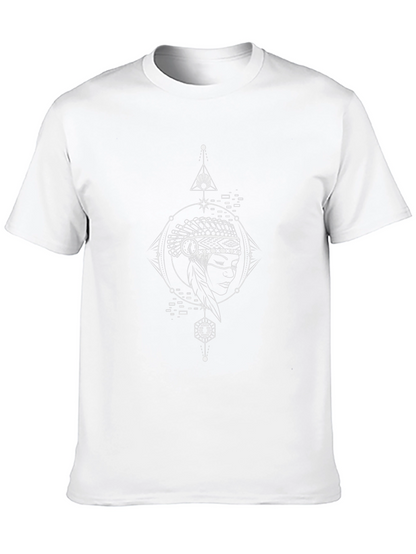 Geometric Headdress Graphic Black T-Shirt