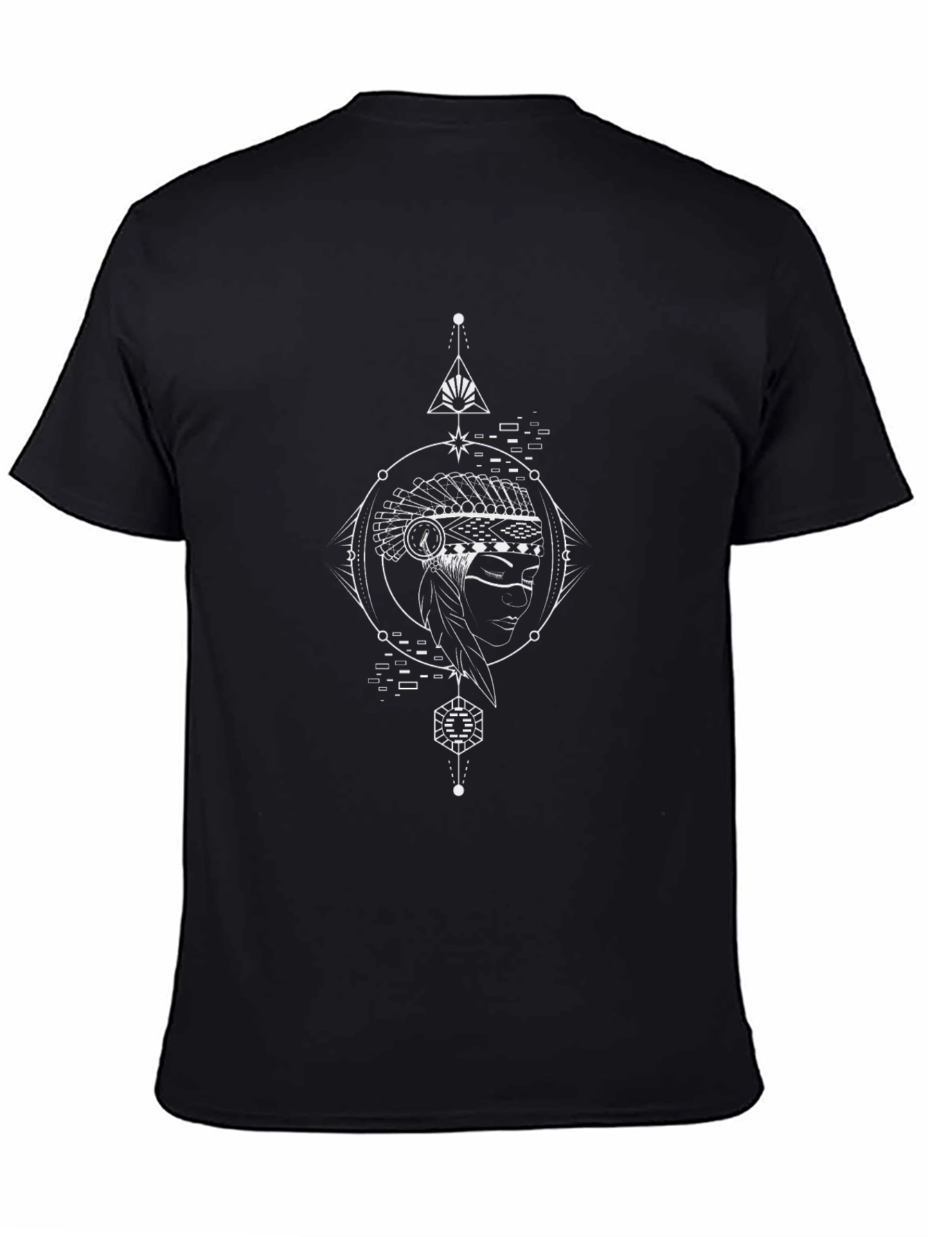 Geometric Headdress Graphic Black T-Shirt