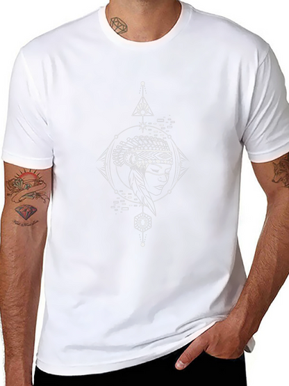 Geometric Headdress Graphic Black T-Shirt