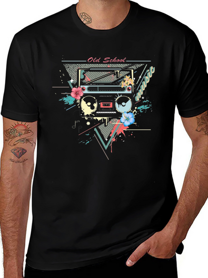 Retro Boombox Graphic T-Shirt - Old School Music Tee