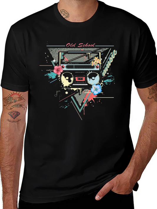 Retro Boombox Graphic T-Shirt - Old School Music Tee