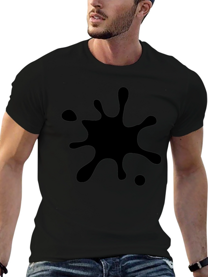 Black Splatter Print T-Shirt - Casual Style