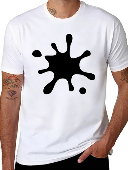 Black Splatter Print T-Shirt - Casual Style