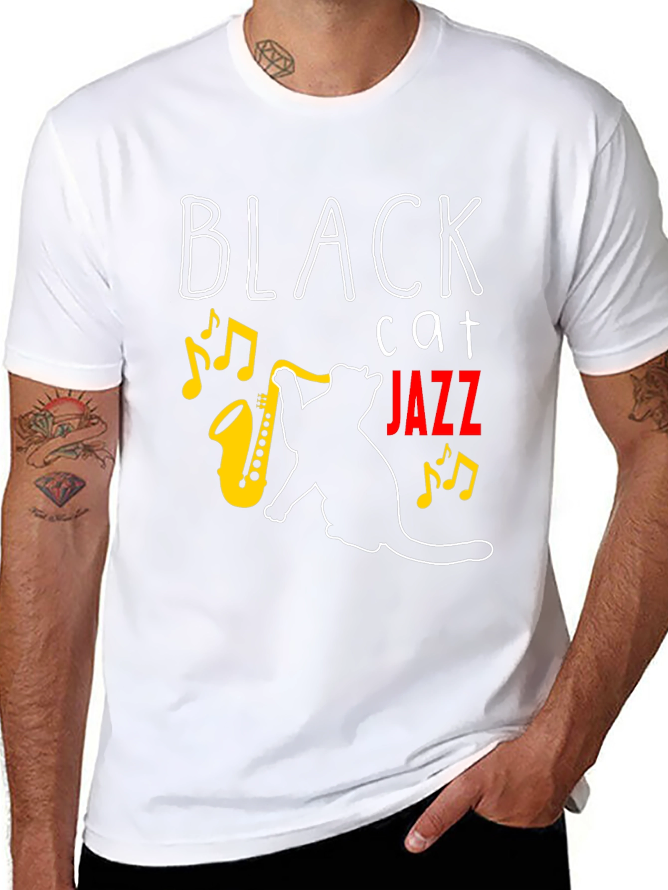Black Cat Jazz Music T-Shirt