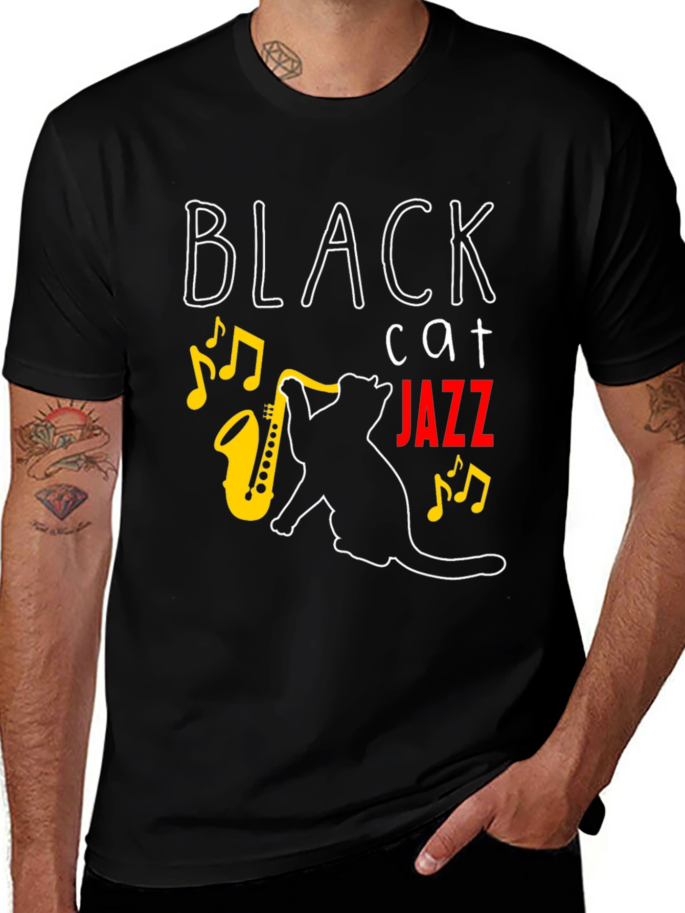 Black Cat Jazz Music T-Shirt