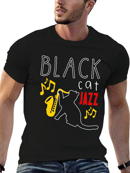 Black Cat Jazz Music T-Shirt