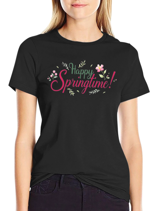 Happy Springtime Graphic Tee - Black