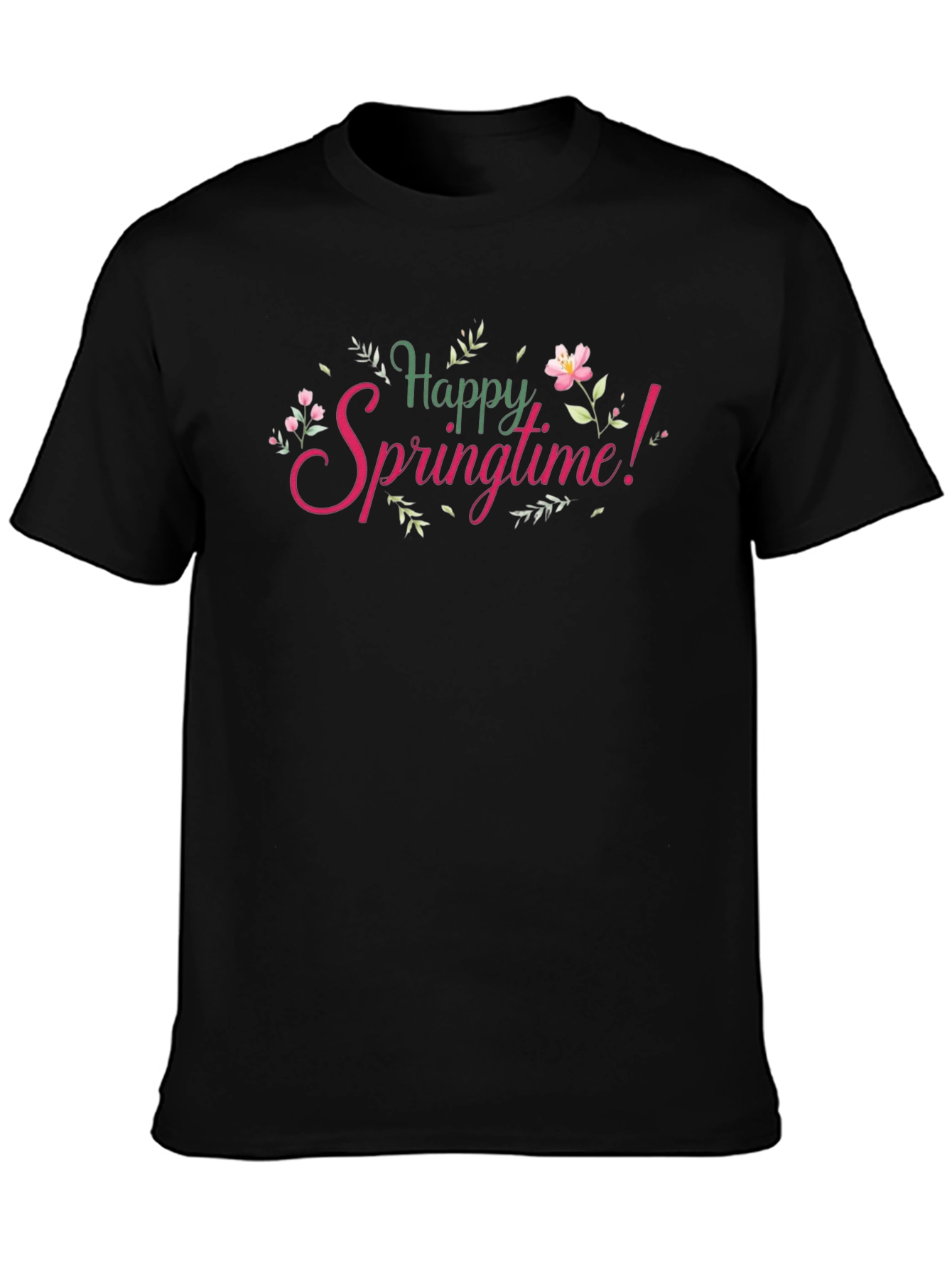 Happy Springtime Graphic Tee - Black