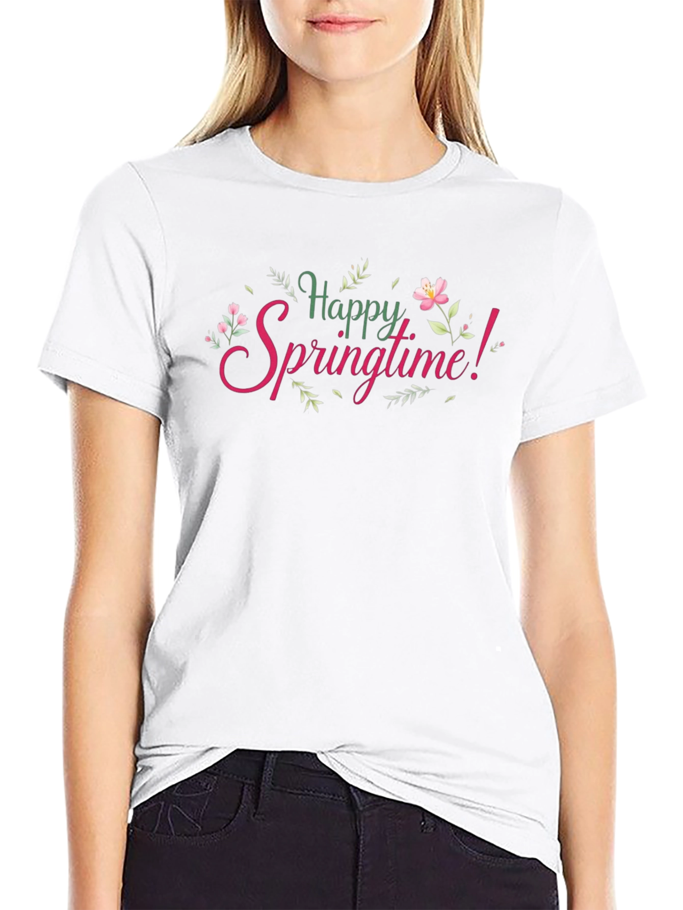 Happy Springtime Graphic Tee - Black