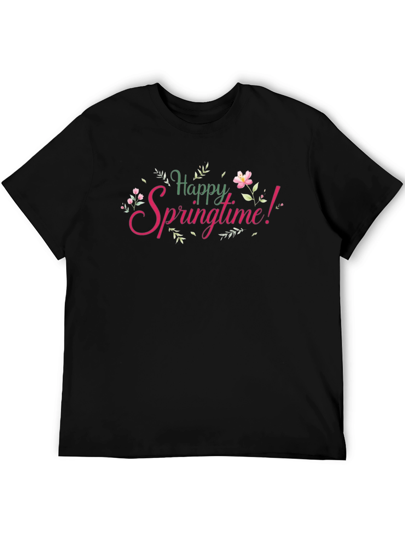 Happy Springtime Graphic Tee - Black