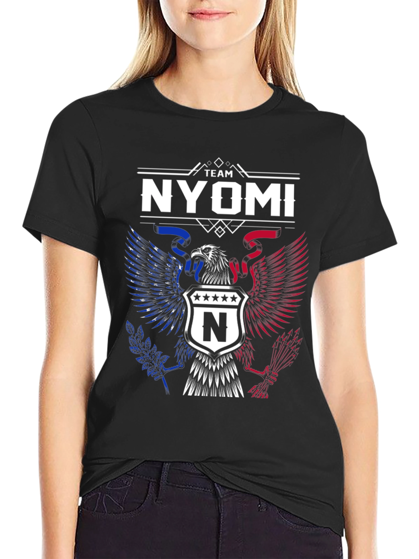 Team Nyomi Graphic T-Shirt - Patriotic Eagle Design