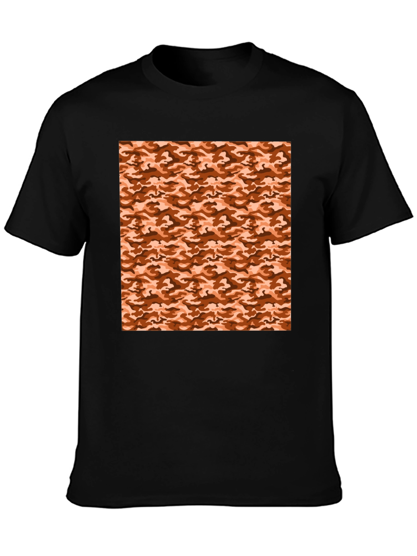 Black Tee with Camouflage Print