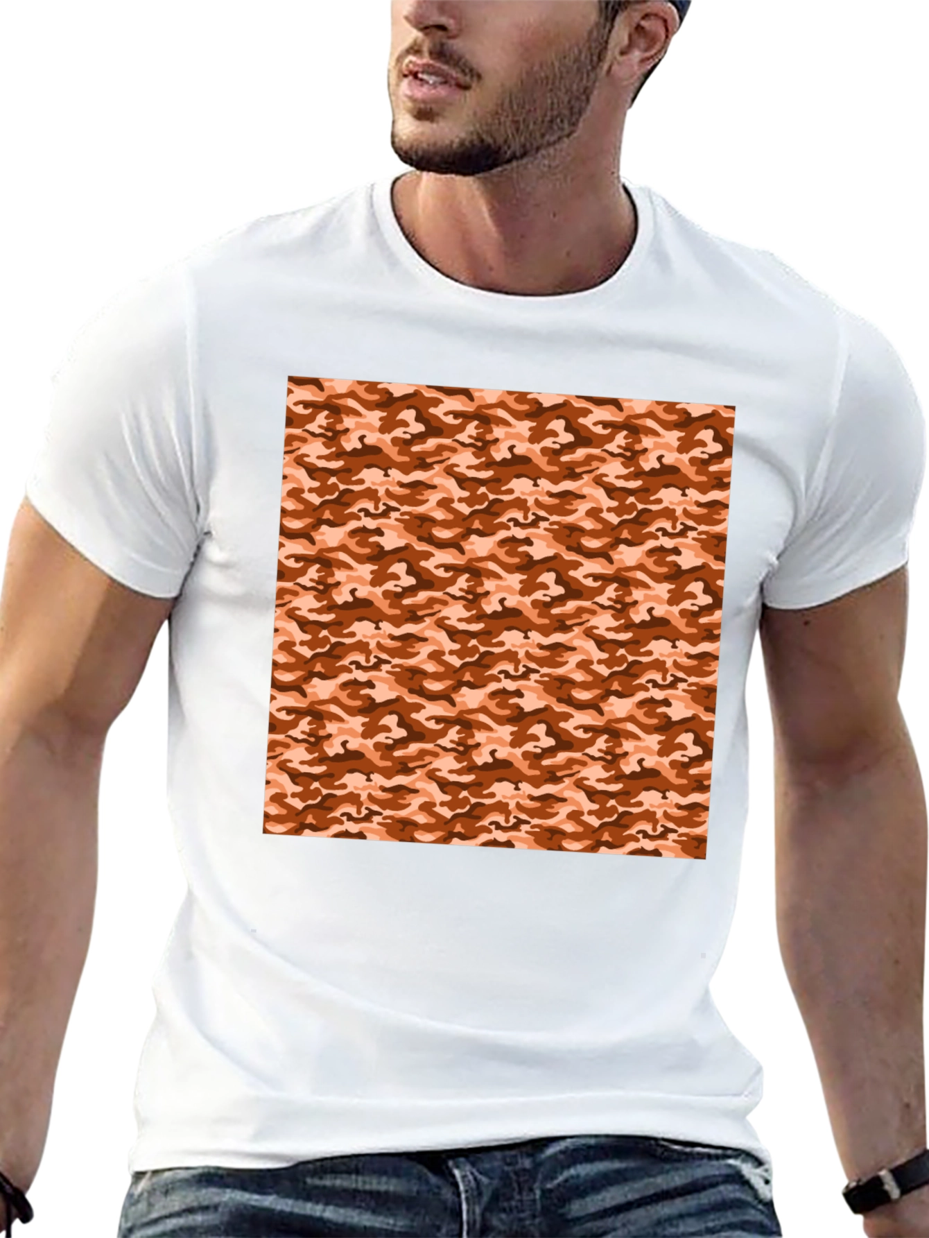 Black Tee with Camouflage Print
