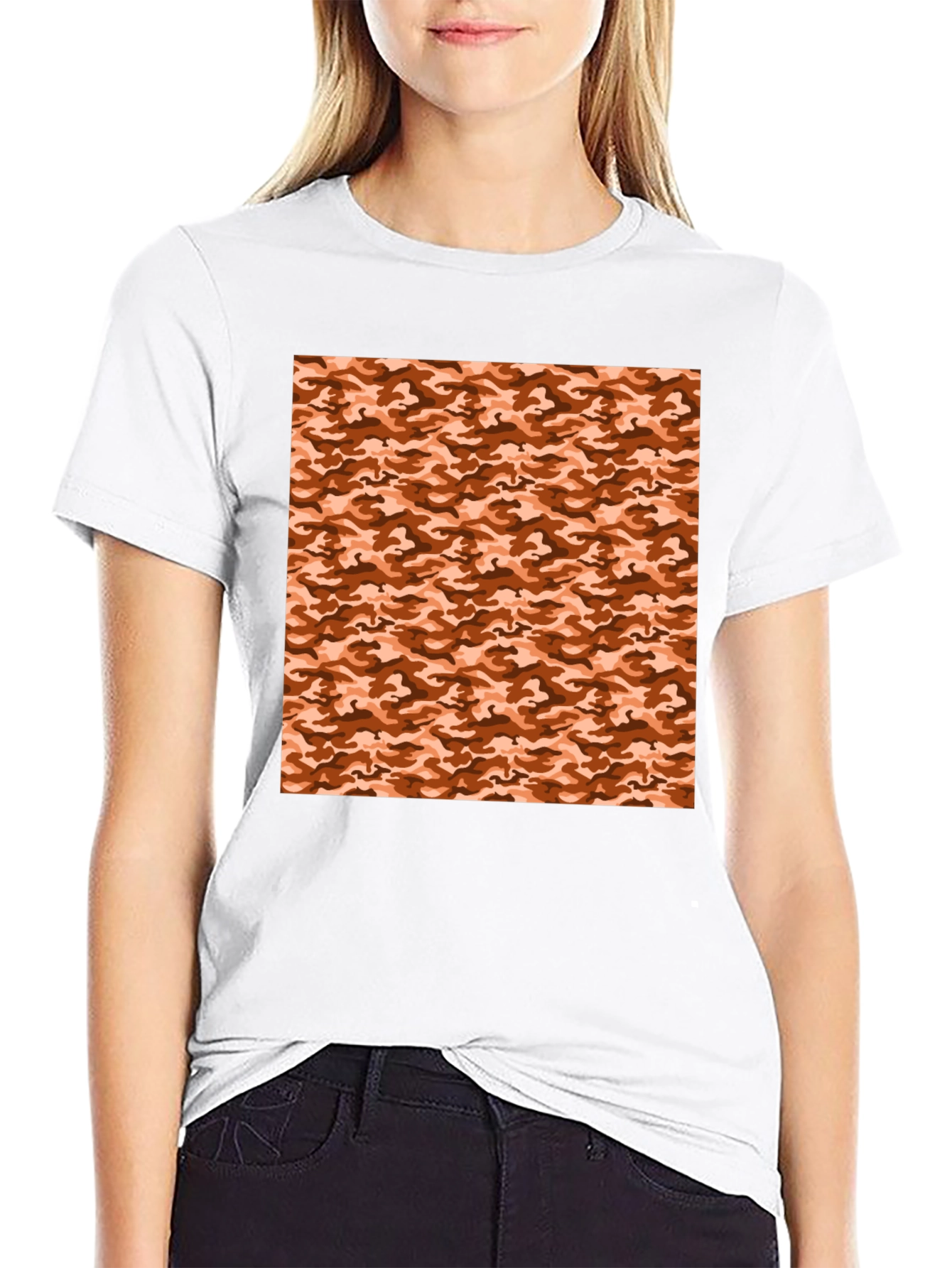 Black Tee with Camouflage Print