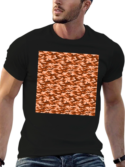 Black Tee with Camouflage Print